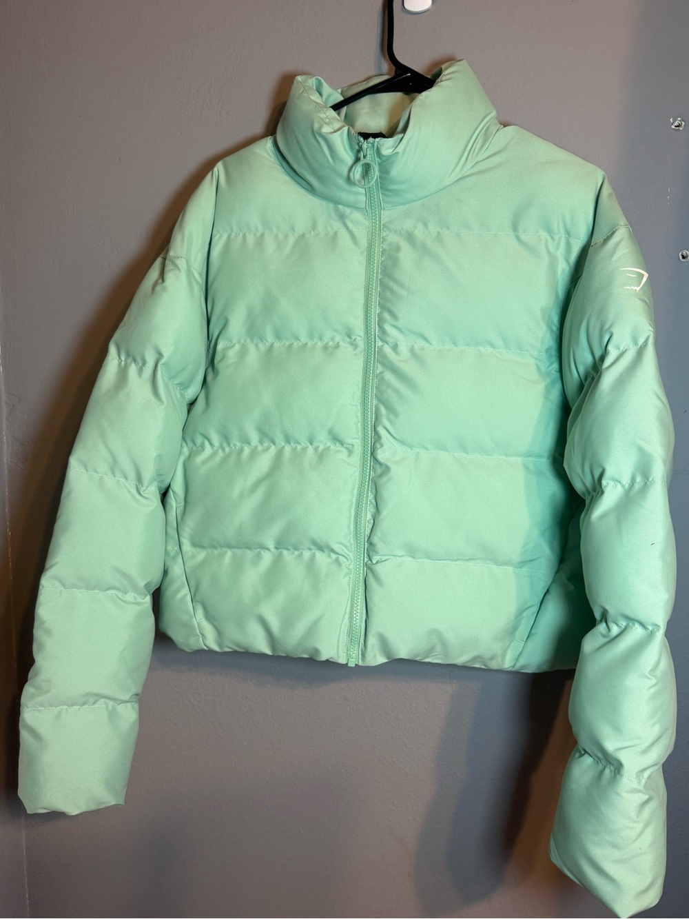 Gymshark Mint Green Cropped Puffer Jacket